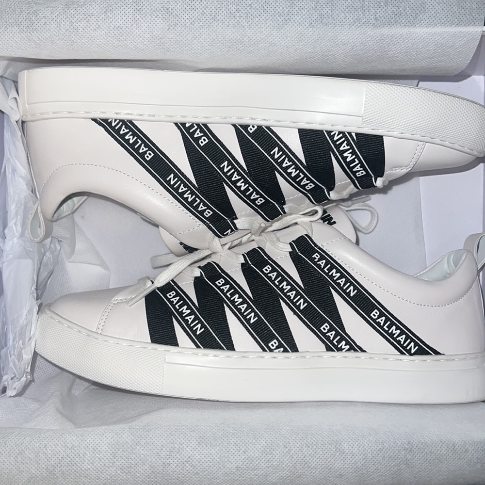 Balmain White and Black Sneakers